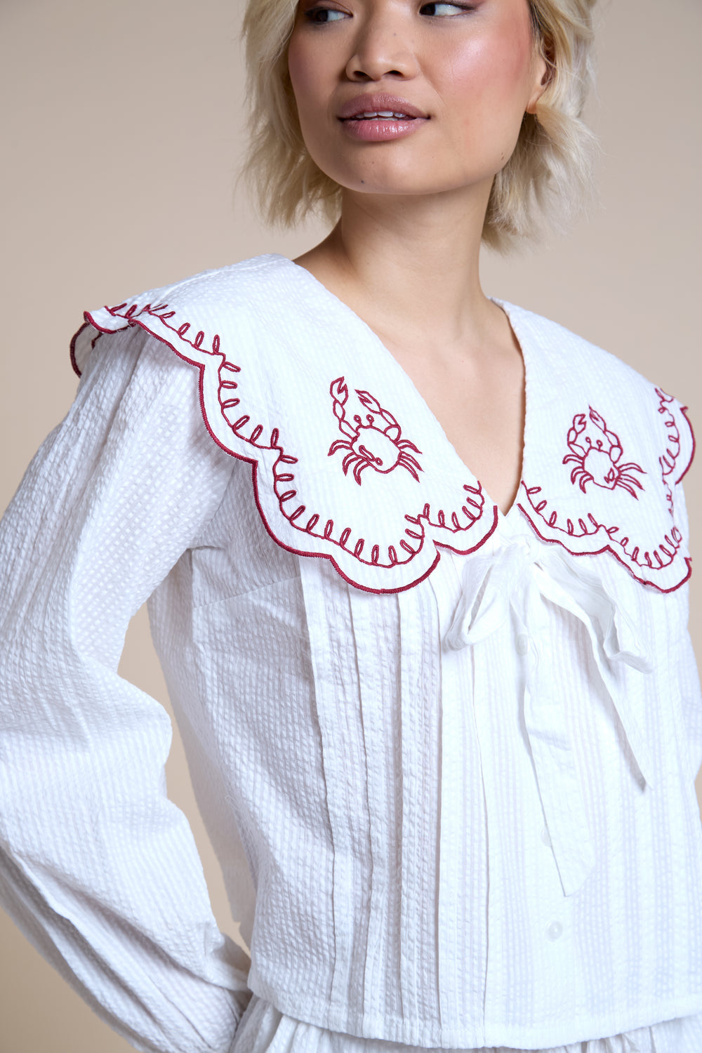 Neon Rose Kaia Crab Embroidered Blouse