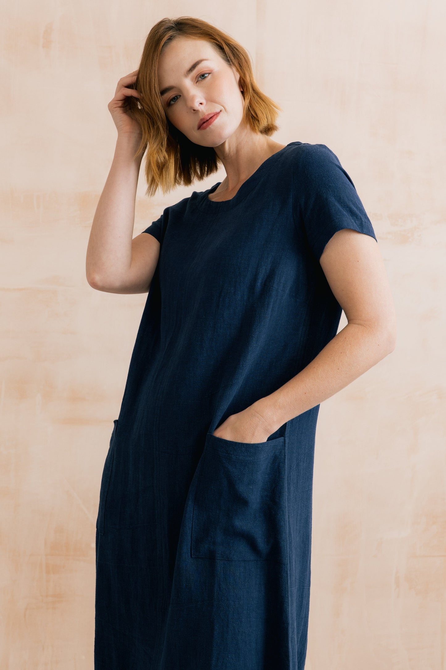 Lily & Me Summer Breeze Linen Dress in Navy