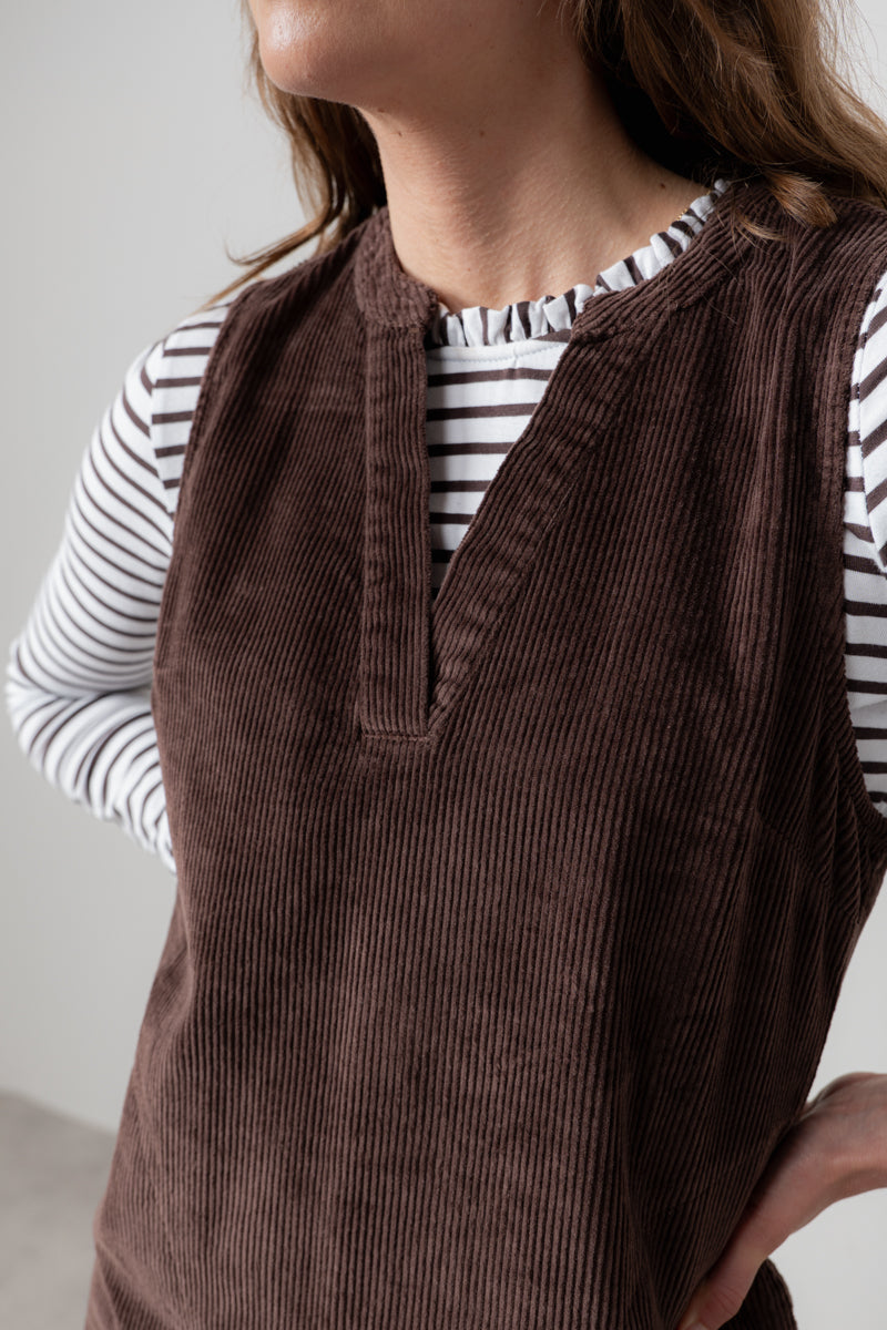 Lily & Me Belle Jumbo Cord Dress Chocolate