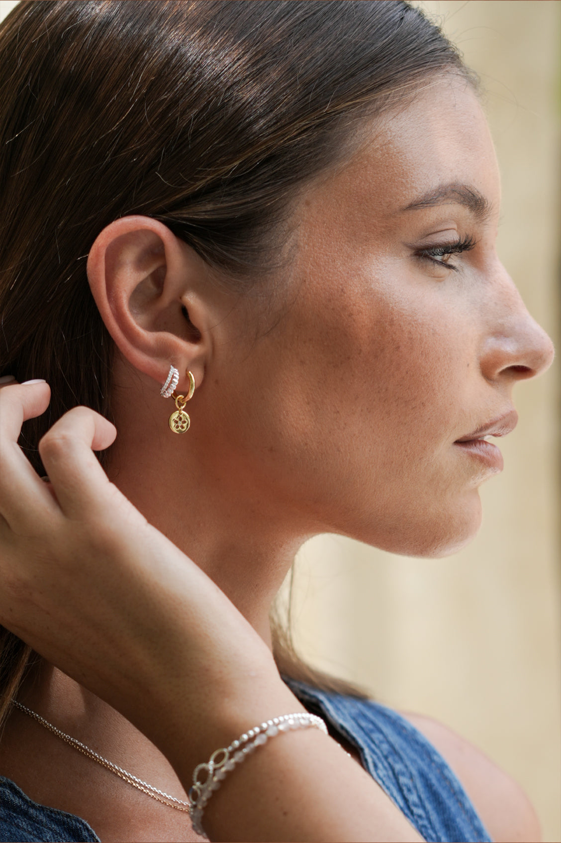 Estella Bartlett Flower Coin Hoops