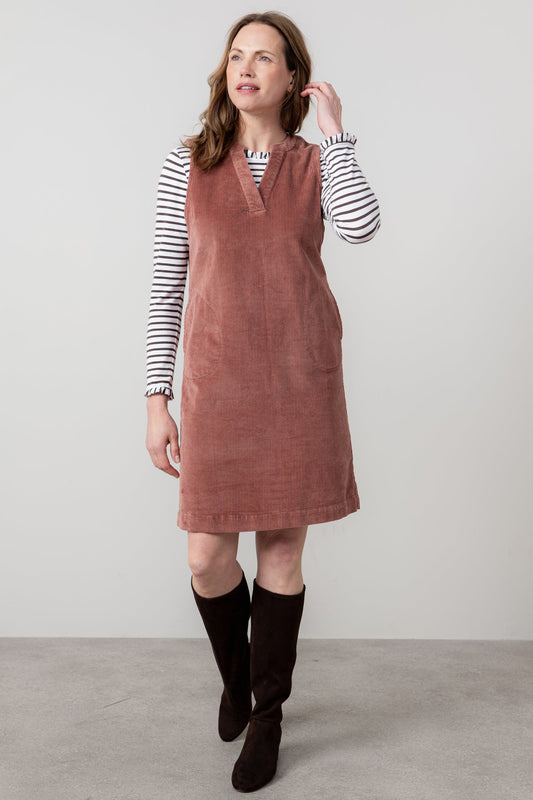 Lily & Me Belle Jumbo Cord Dress Antique Rose