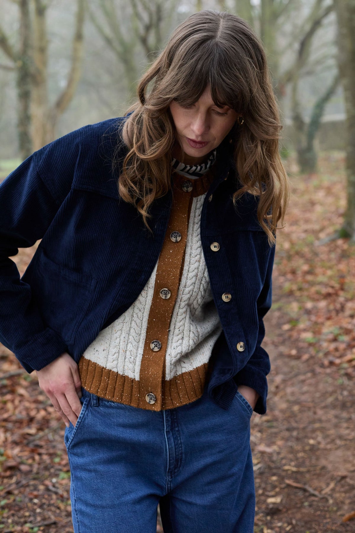 Lily & Me Grove Colour Block Cable Knit Vest