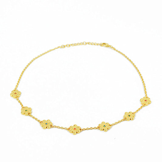 My Doris Gold Hammered Flower Chain Necklace