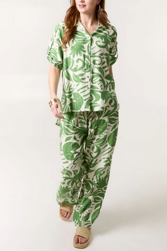 Lorali Floral Print Co-ord Set in Green