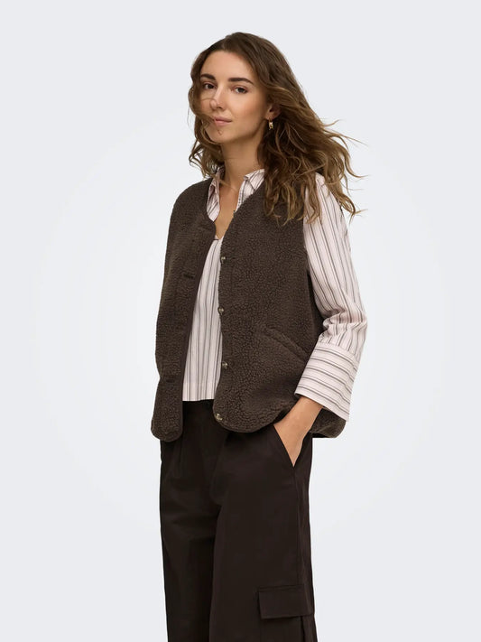 ONLY Baby Teddy Vest in Chocolate