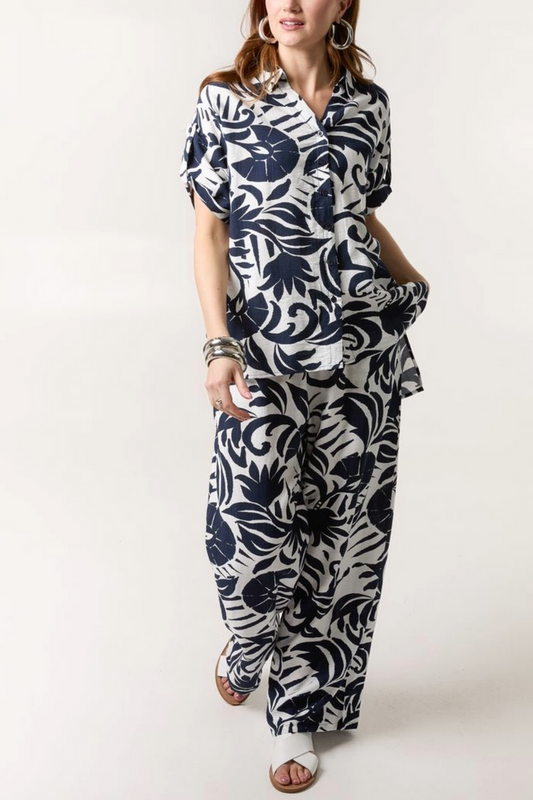 Lorali Floral Print Co-ord Set in Navy