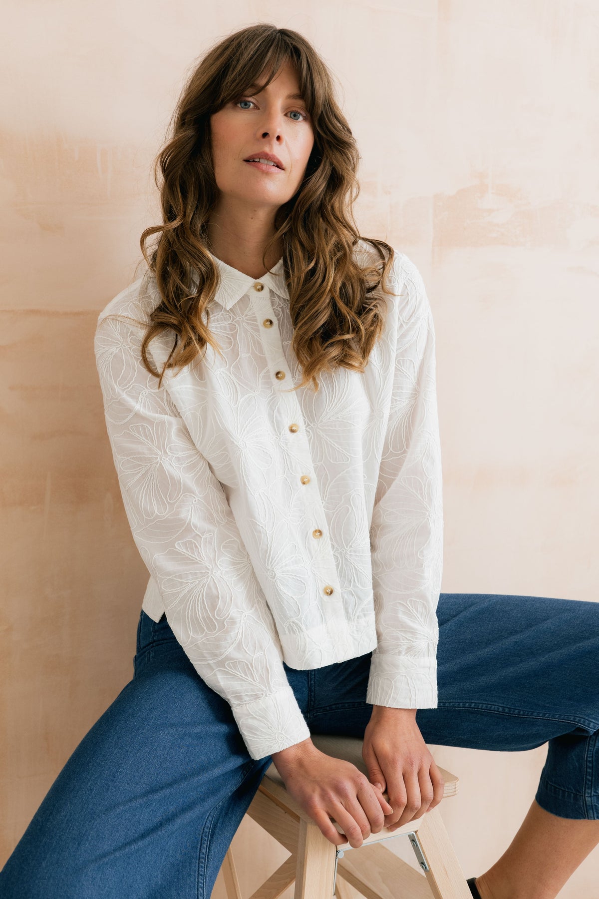 Lily & Me Bracken Bloom Embroidered Boxy Shirt