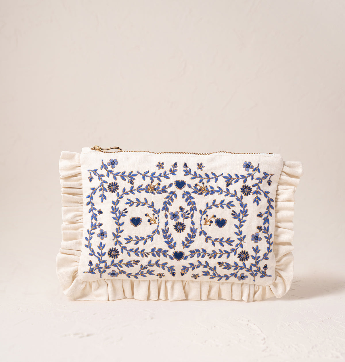 Mediterranean Garden Canvas Frill Everyday Pouch