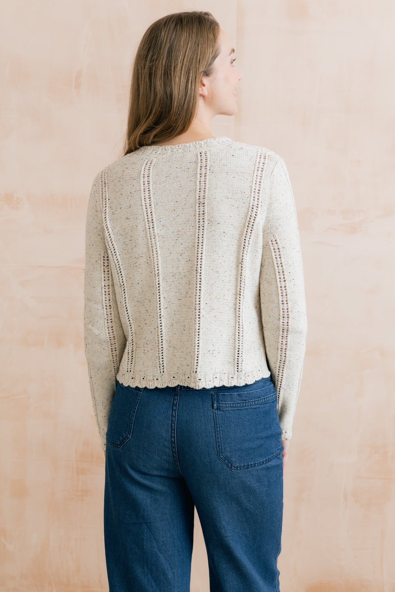 Lily & Me Jasmine Fleck Knit Cardigan Ecru