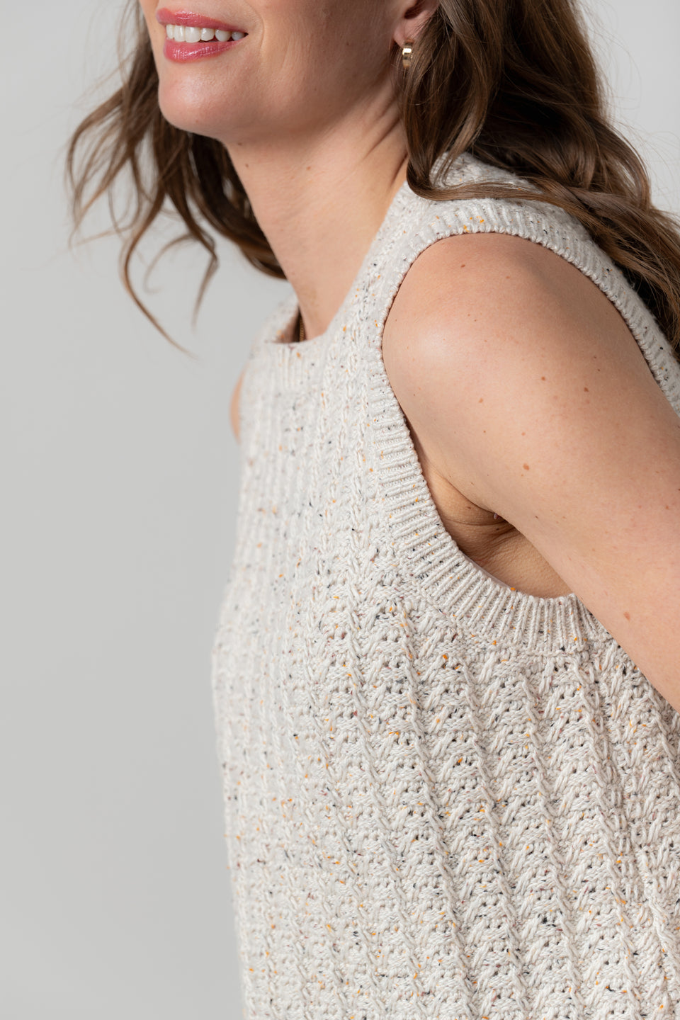 Lily & Me Eva Fleck Knit Tank in Ecru