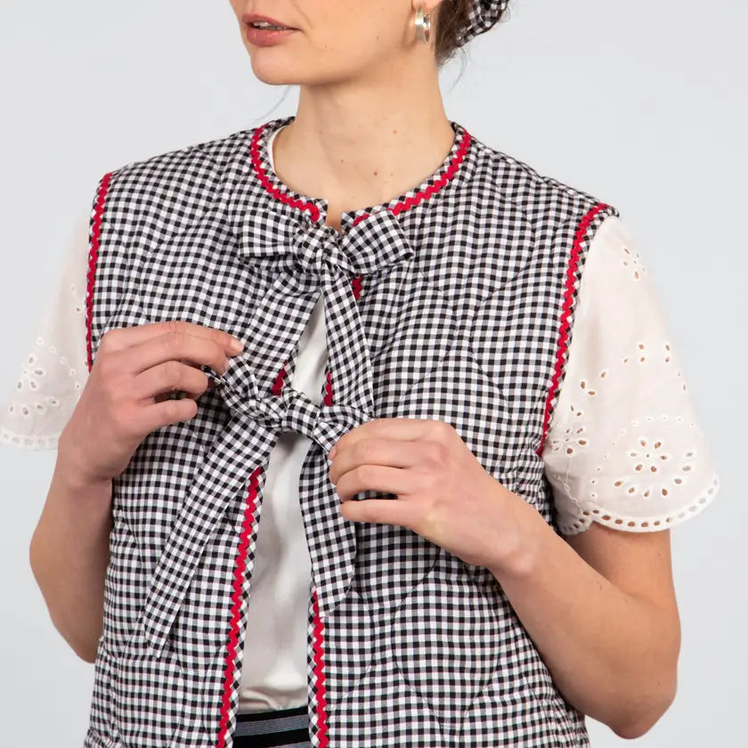Noa Quilted Cotton Gilet - Gingham
