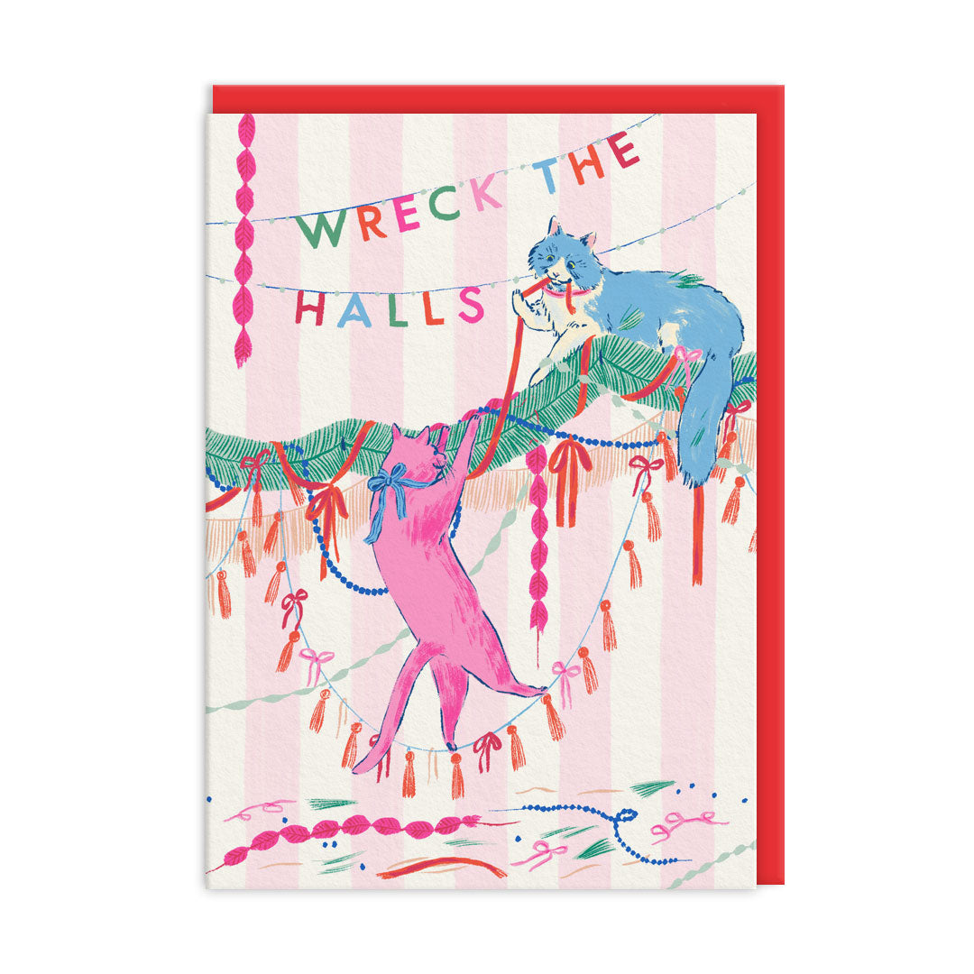 Wreck The Halls Cat Christmas Card