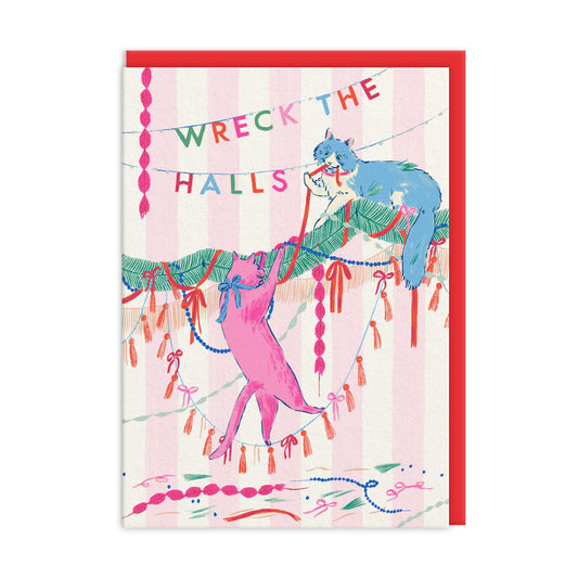 Wreck The Halls Cat Christmas Card