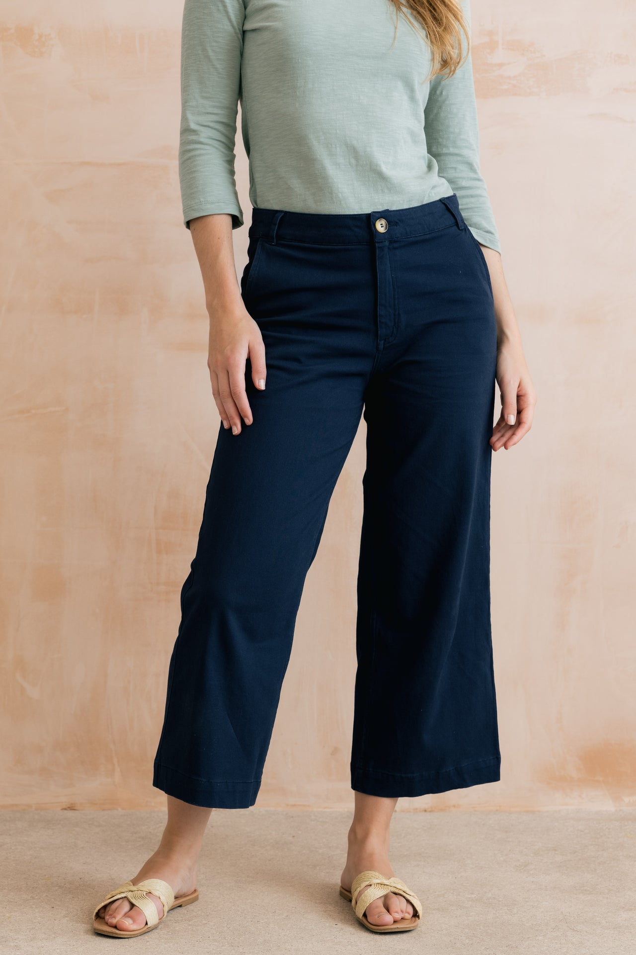 Lily & Me Isla Crop Trousers in Navy