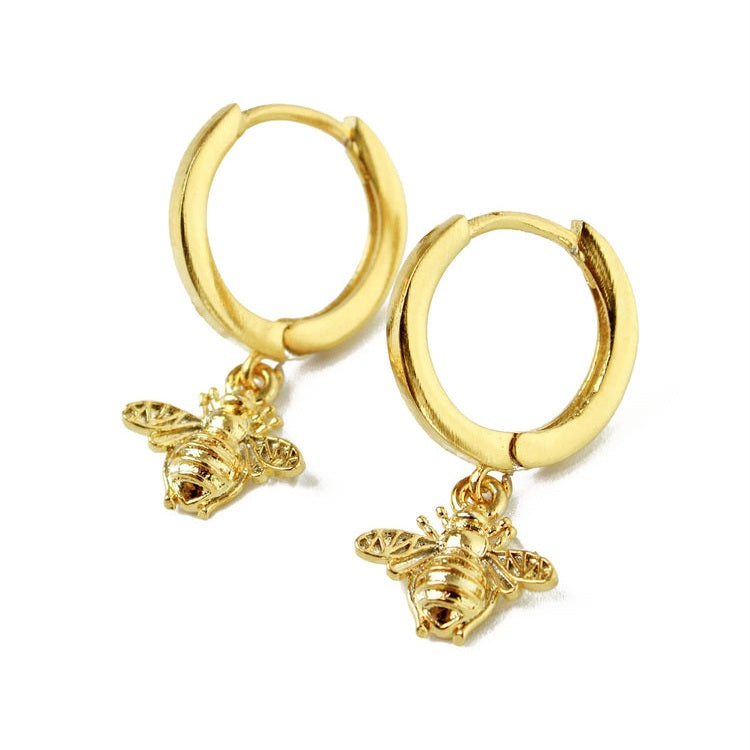 My Doris Gold Bee Huggie Hoop Earrings