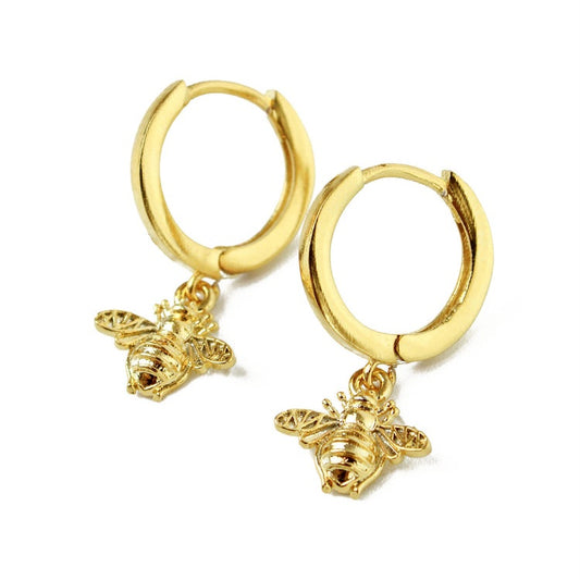 My Doris Gold Bee Huggie Hoop Earrings