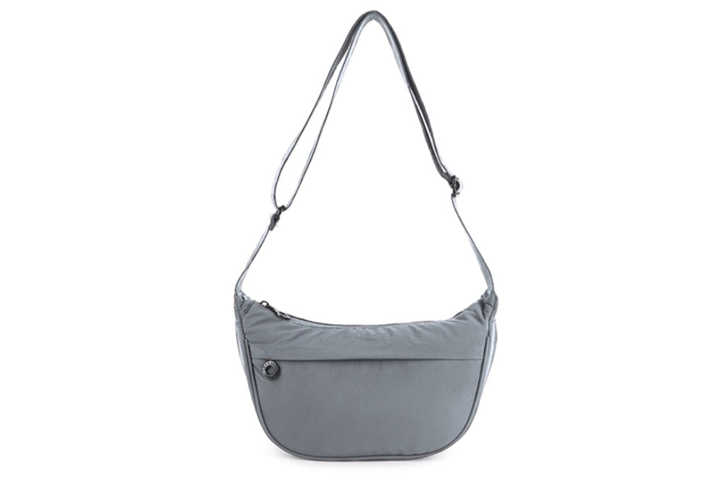 Sling Zip Front Cross Body Bag in Grey