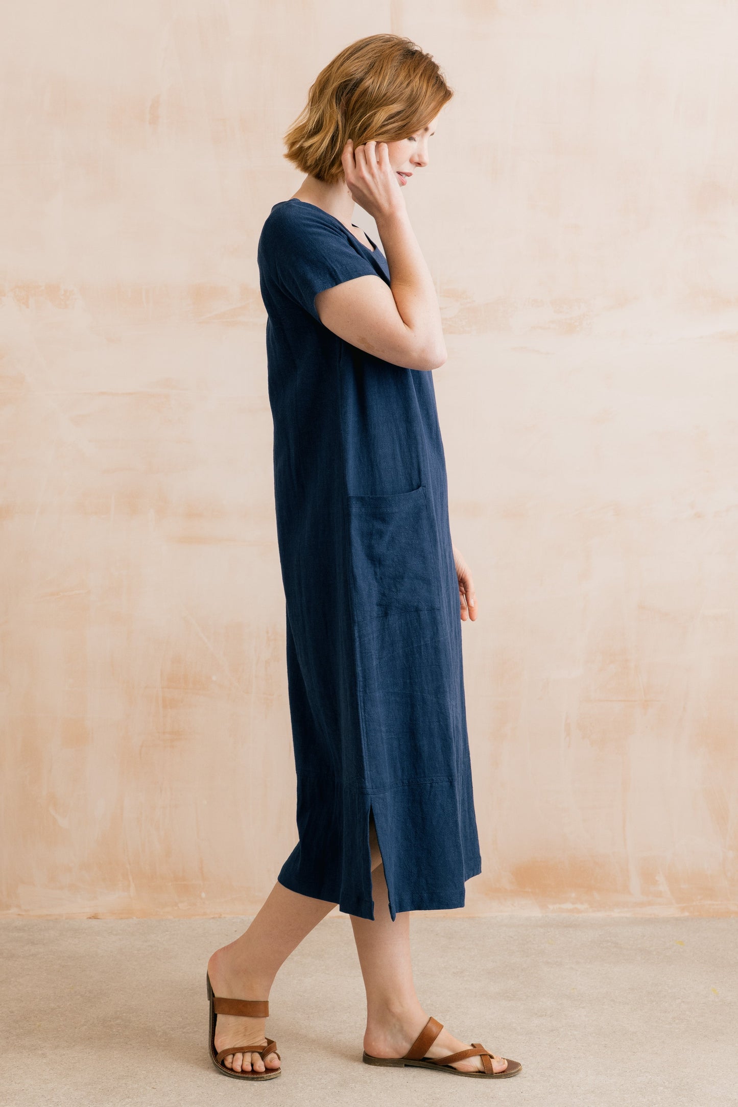 Lily & Me Summer Breeze Linen Dress in Navy