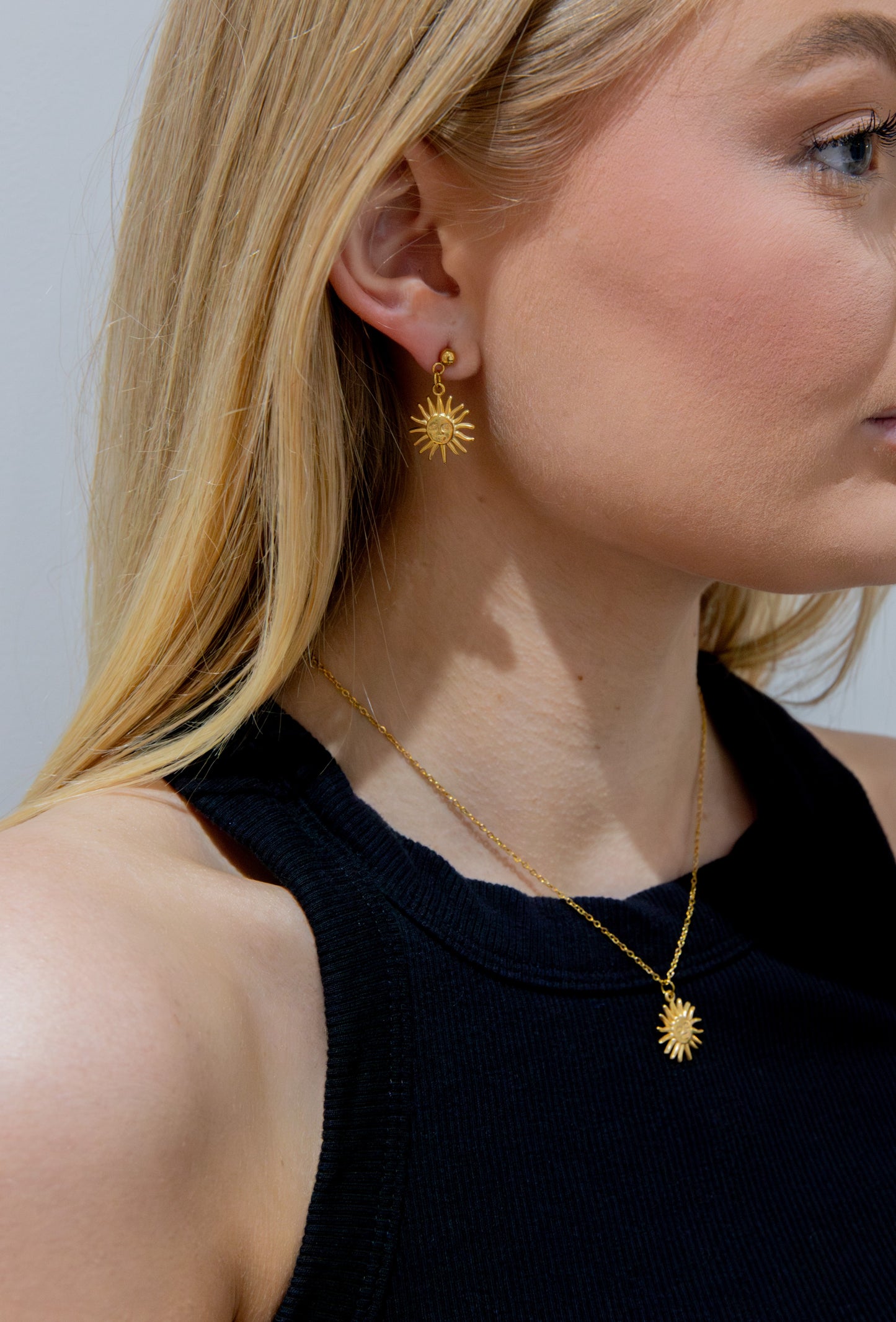 WHITE LEAF 18kt Plated Gold Sun Goddess Necklace