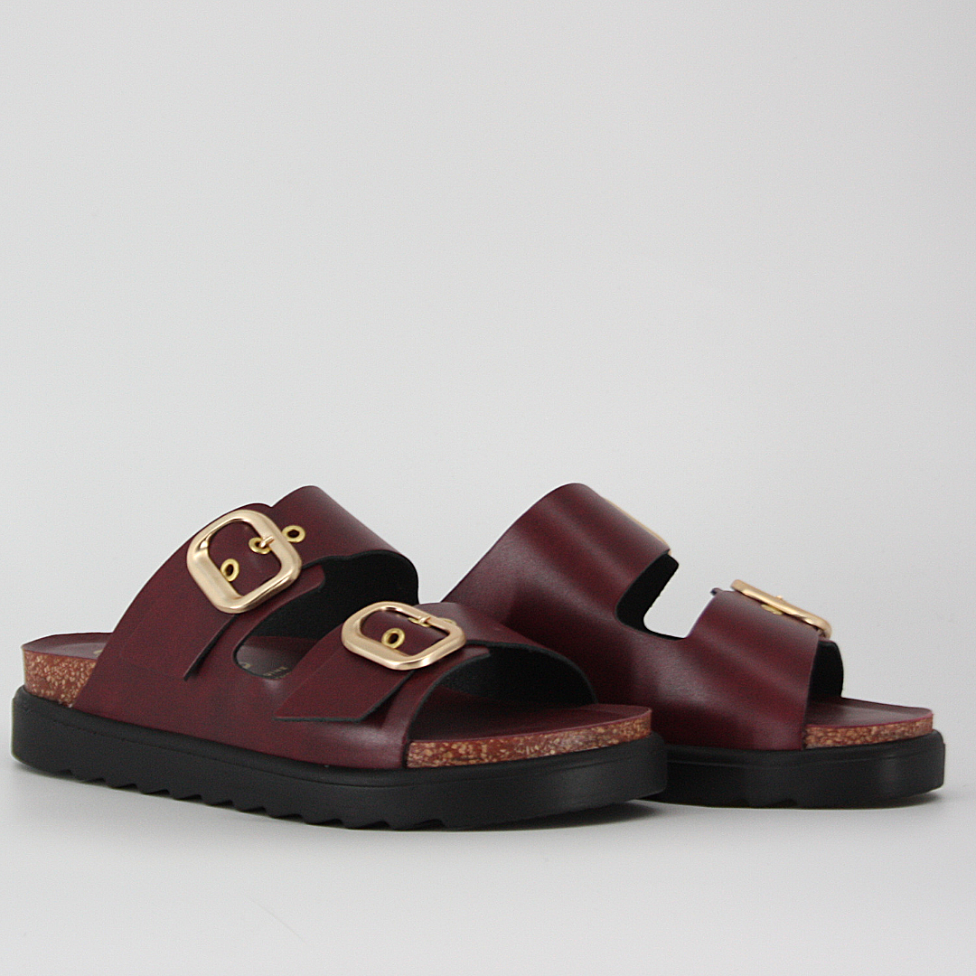 Yokono Tunez Double Strap Sandals in Oxblood