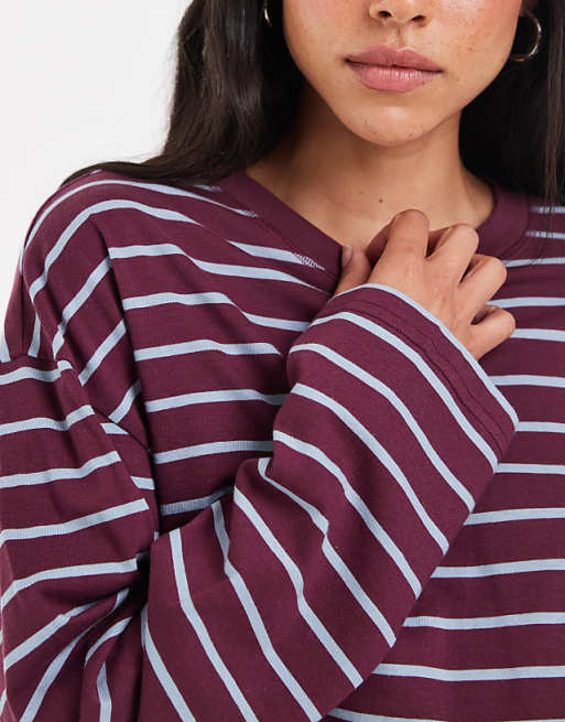 ONLY Happy Stripe Top in Fig