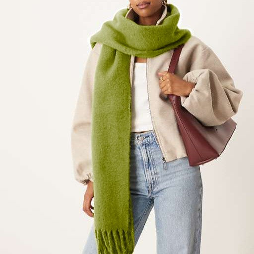 Hazel Chunky Scarf in Pea Green