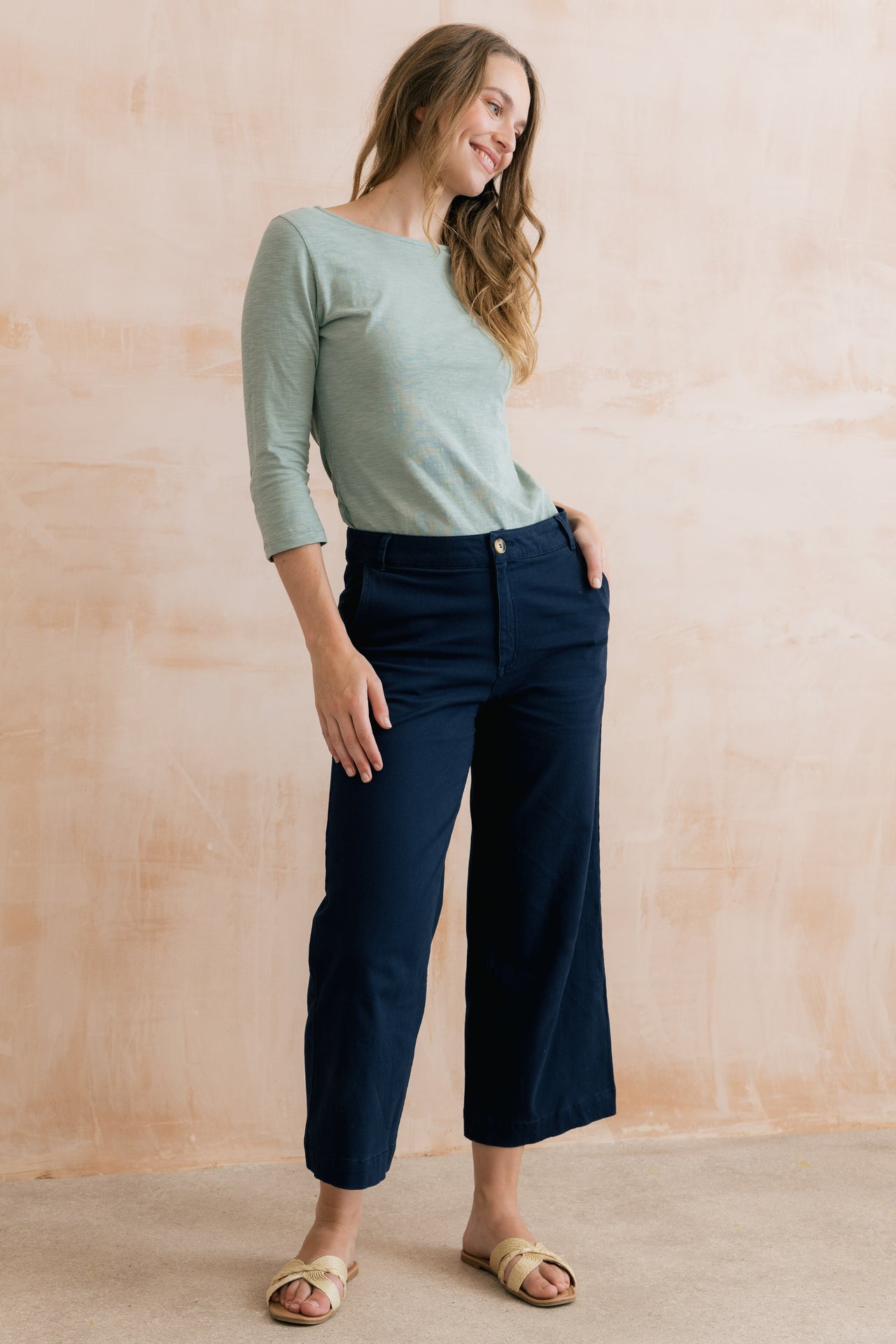 Lily & Me Isla Crop Trousers in Navy