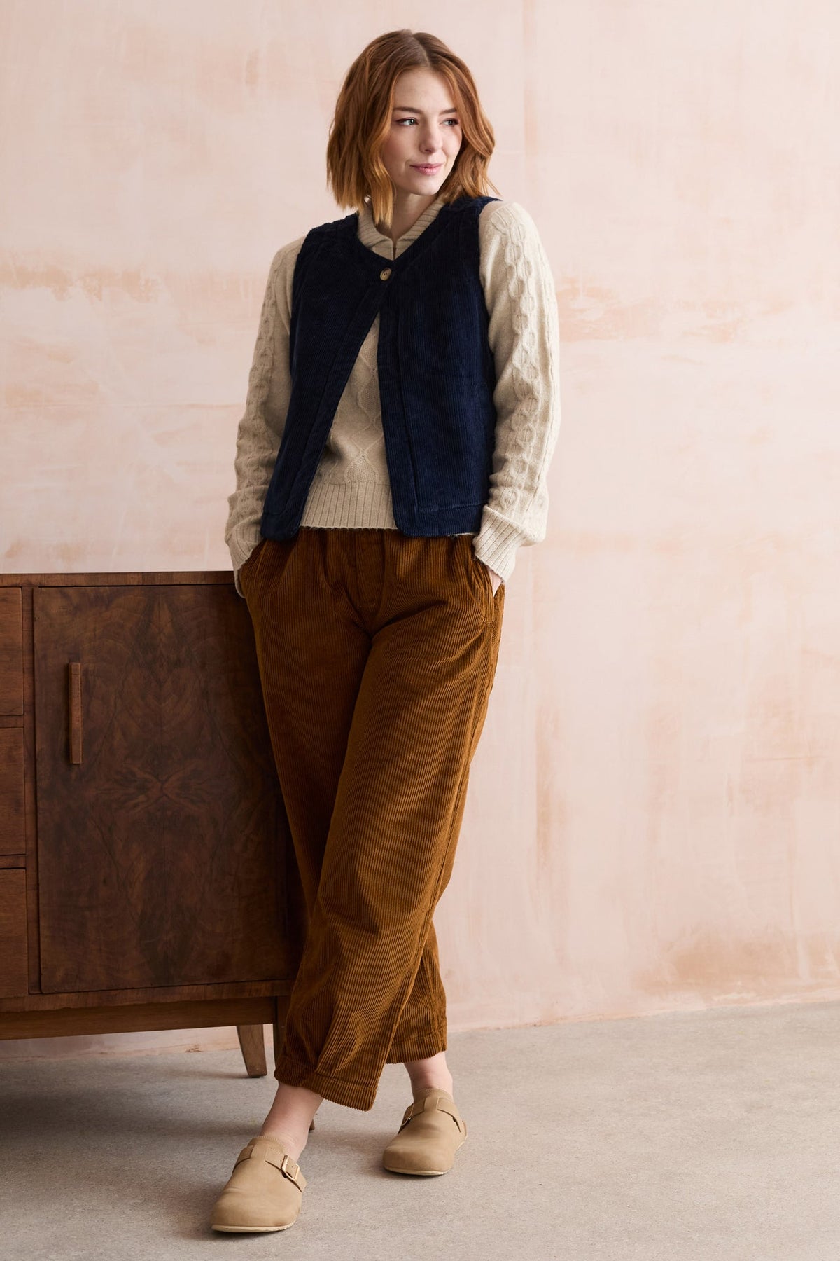 Lily & Me Shirin Jumbo Cord Relaxed Barrel Leg Trousers