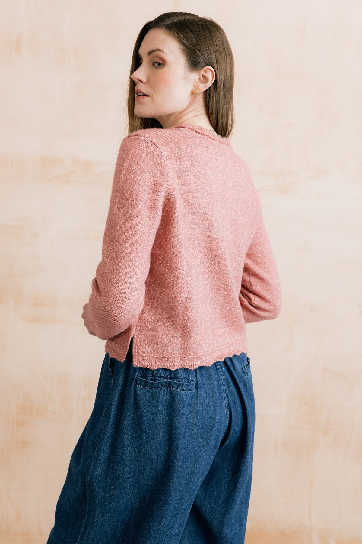Lily & Me Elodie Scallop Knit Cardigan Vintage rose
