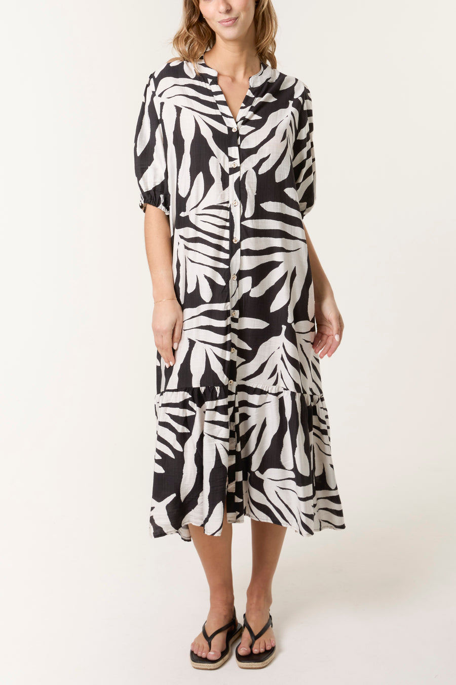 Luna Leaf Print Smock Dress