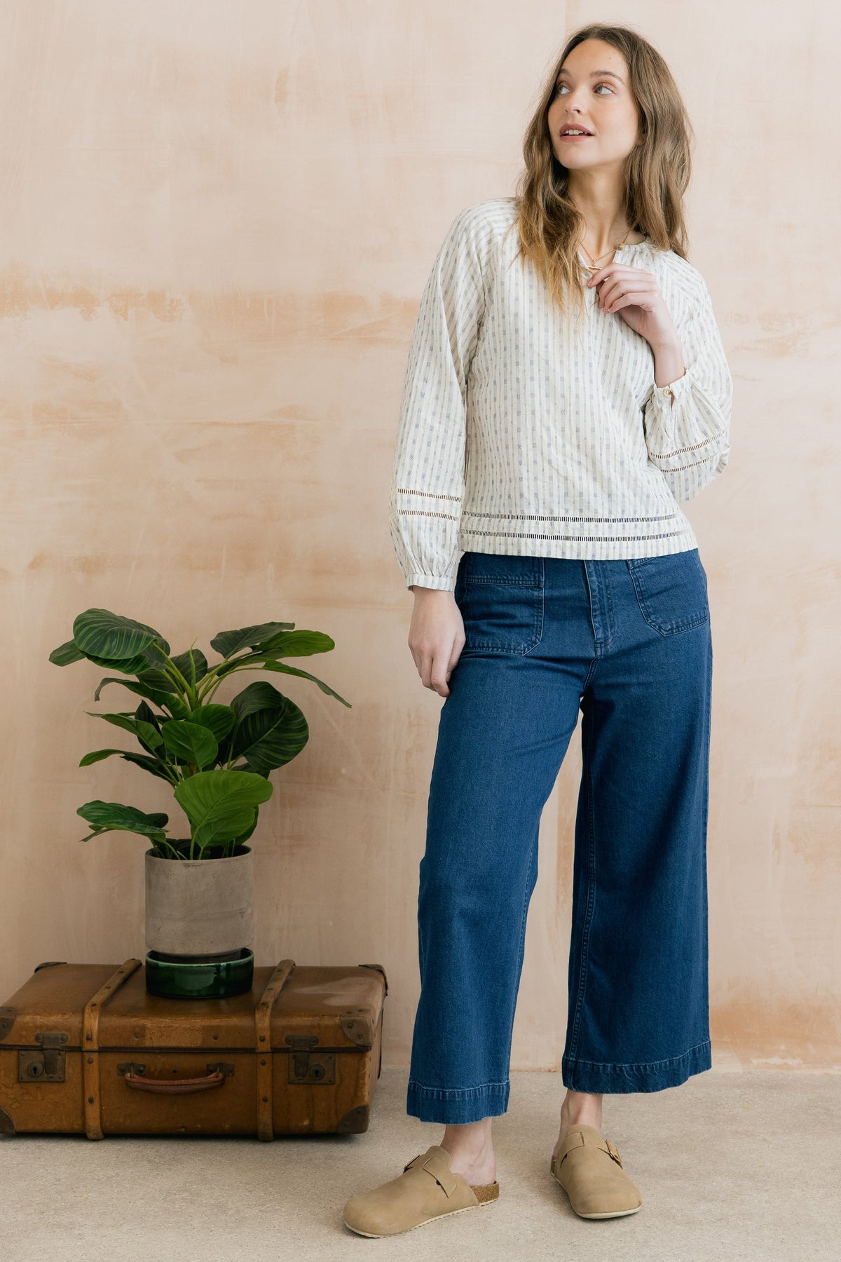 Lily & Me Zoe Embroidered Stripe Blouse