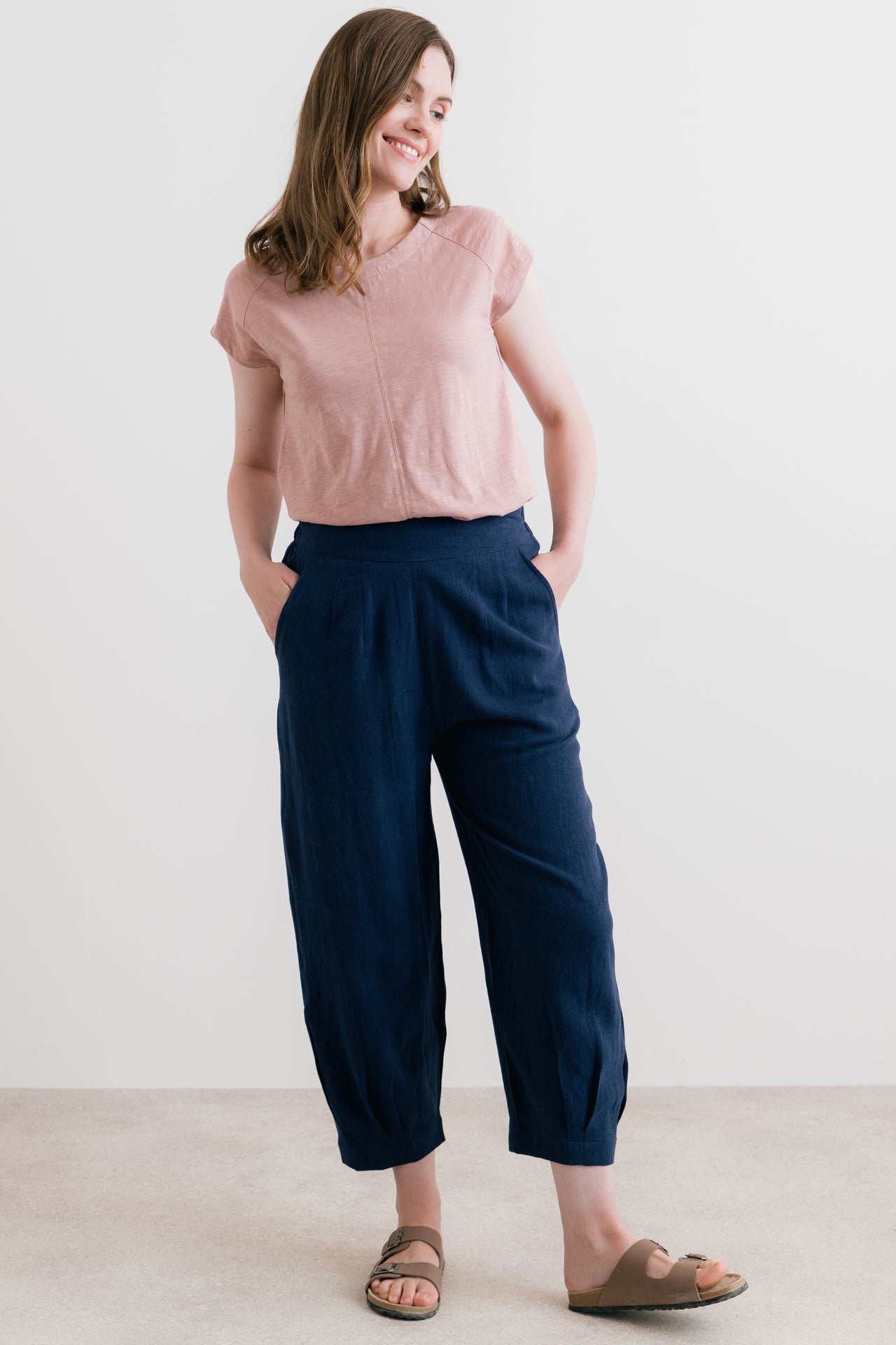 Lily & Me Sail Linen Trousers in Navy