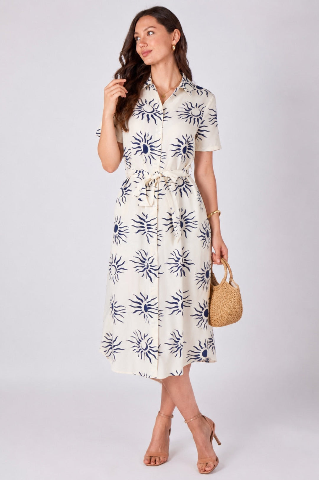 Sun Goddess Midi Shirt Dress