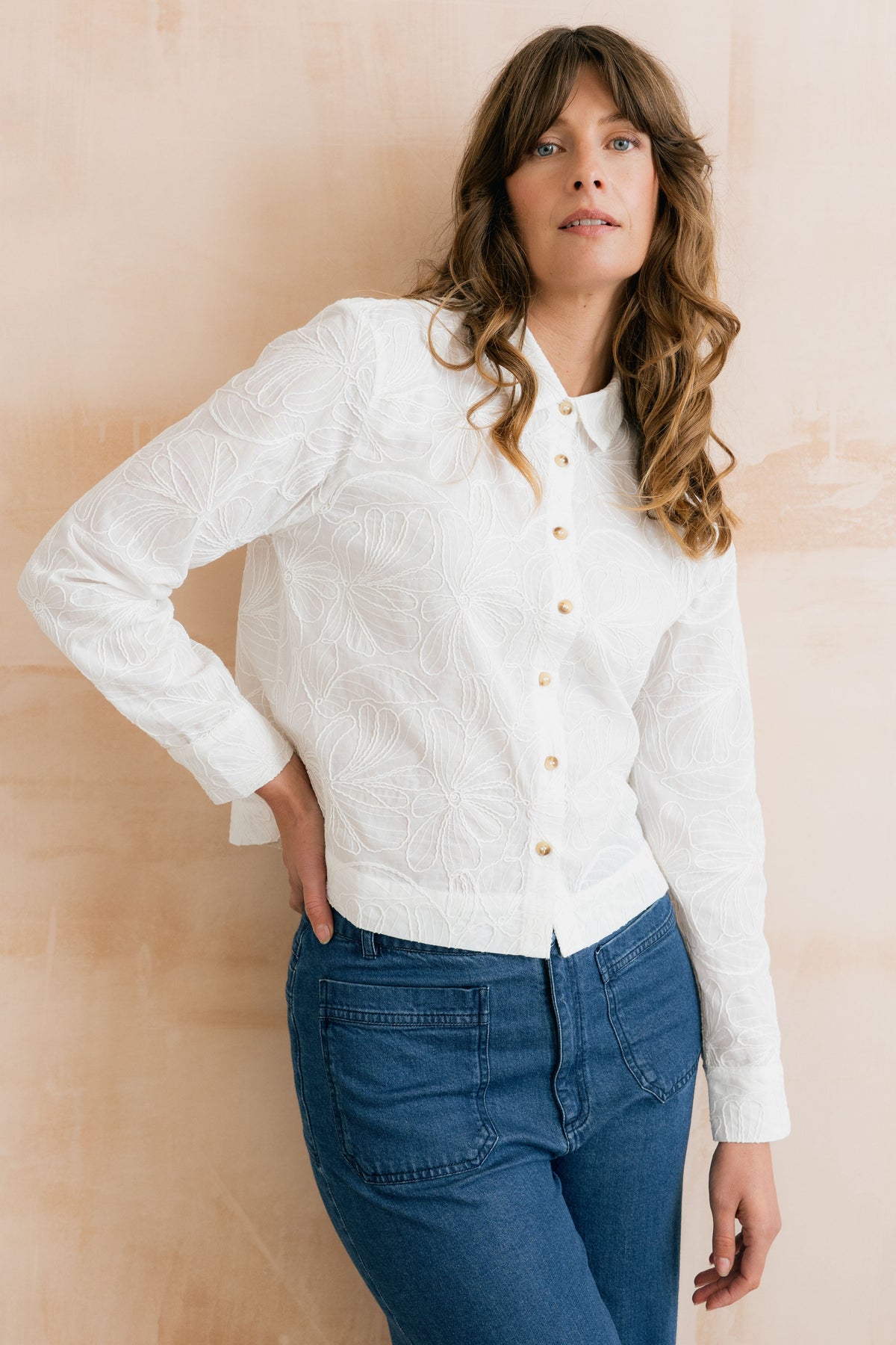 Lily & Me Bracken Bloom Embroidered Boxy Shirt