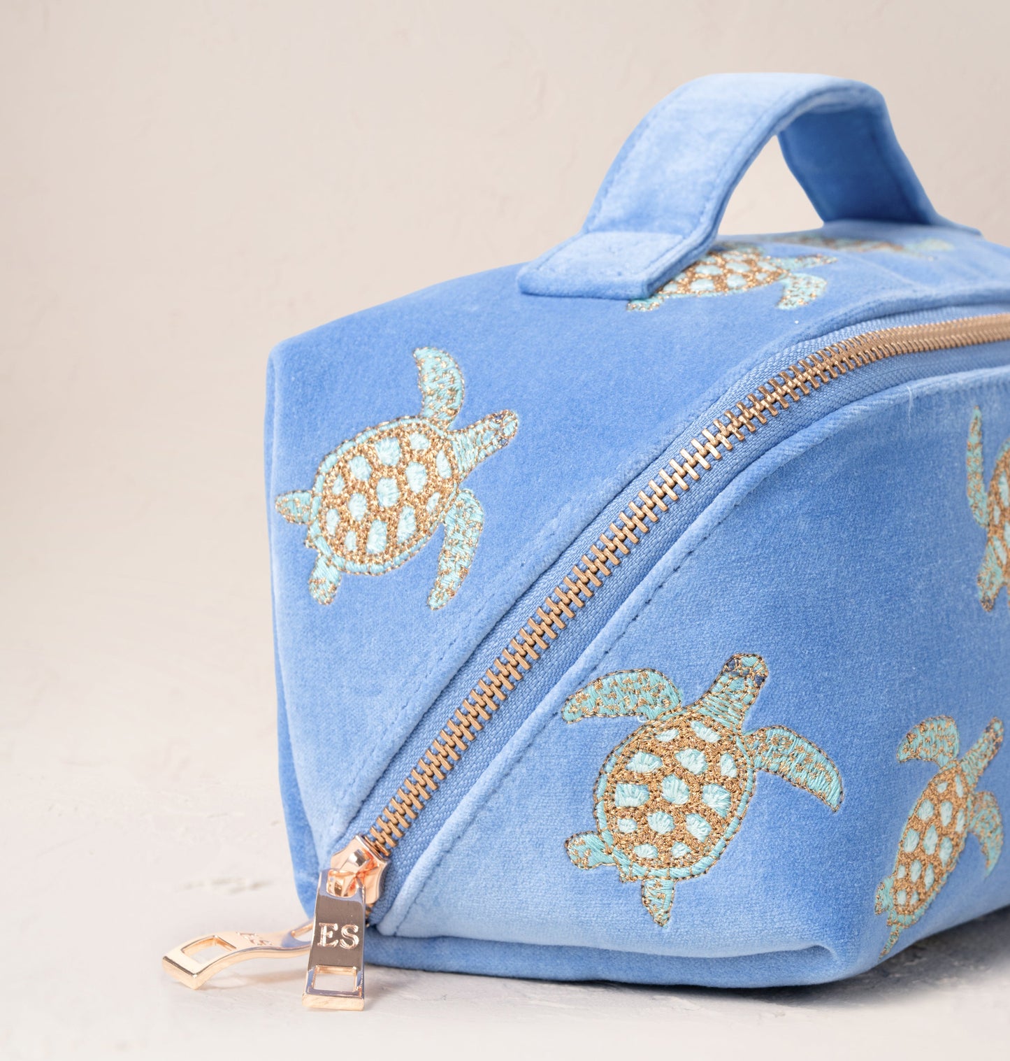 Turtle Conservation Open Flat Makeup Bag in Caribbean Blue