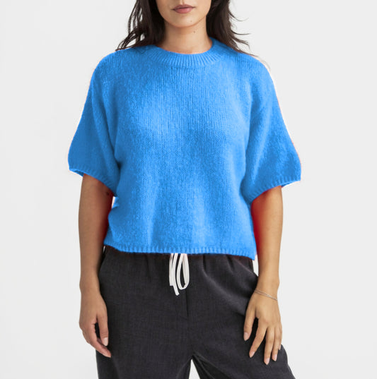 Mohair Cropped Jumper in Cornflower