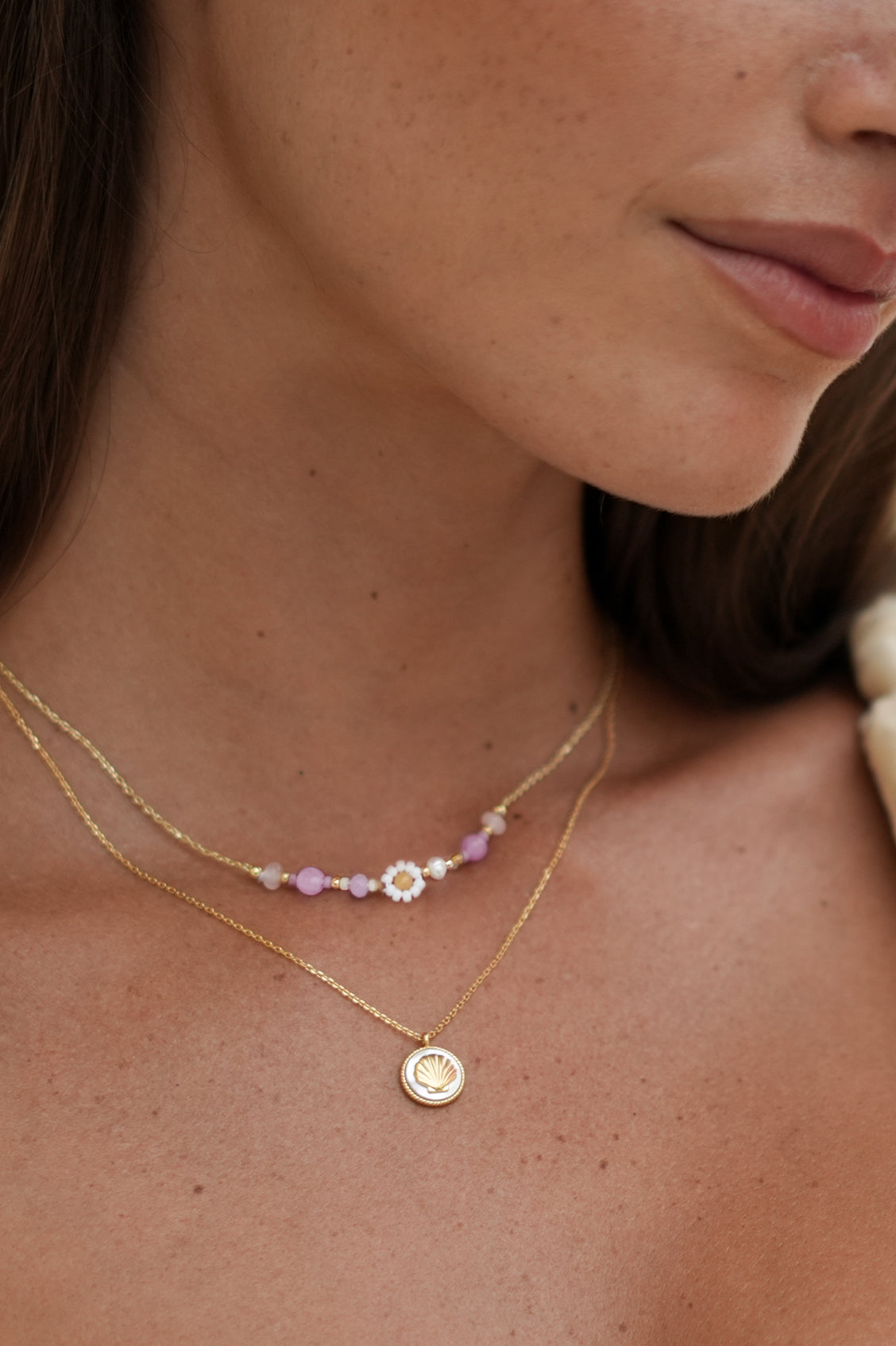 Estella Bartlett Mother of Pearl Seashell Coin Necklace