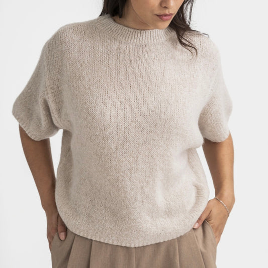 Mohair Cropped Jumper in Natural Linen