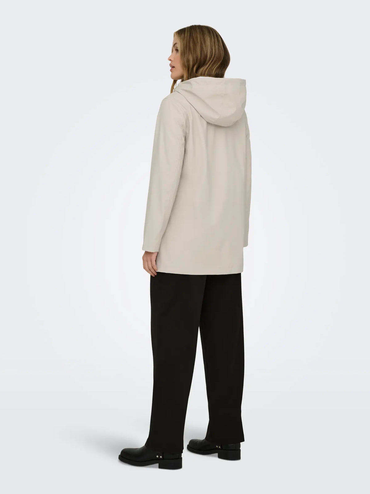 ONLY Elisa Longline Rubberised Raincoat in Pebble