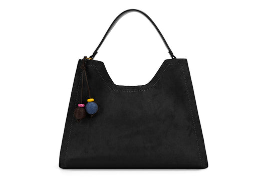 Faux Suede Rue Bag in Black