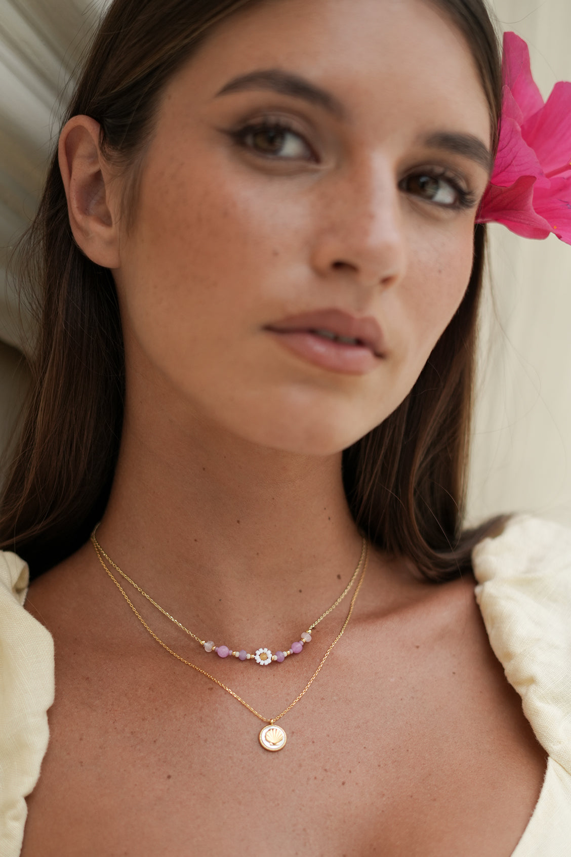 Estella Bartlett Mother of Pearl Seashell Coin Necklace