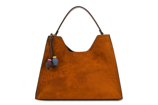 Faux Suede Rue Bag in Tan