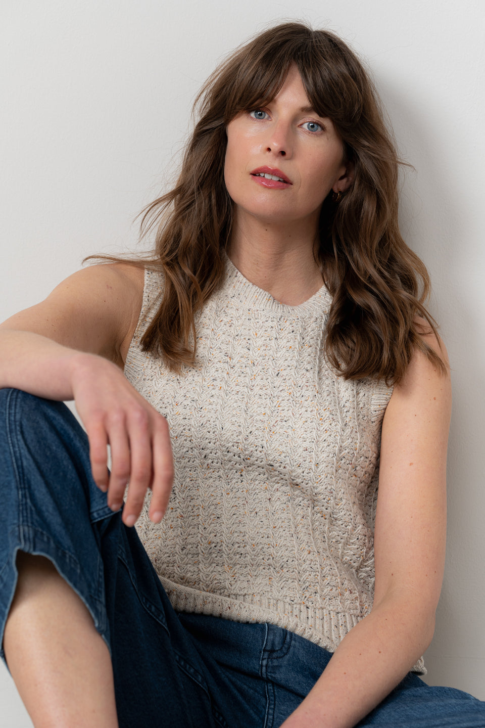 Lily & Me Eva Fleck Knit Tank in Ecru