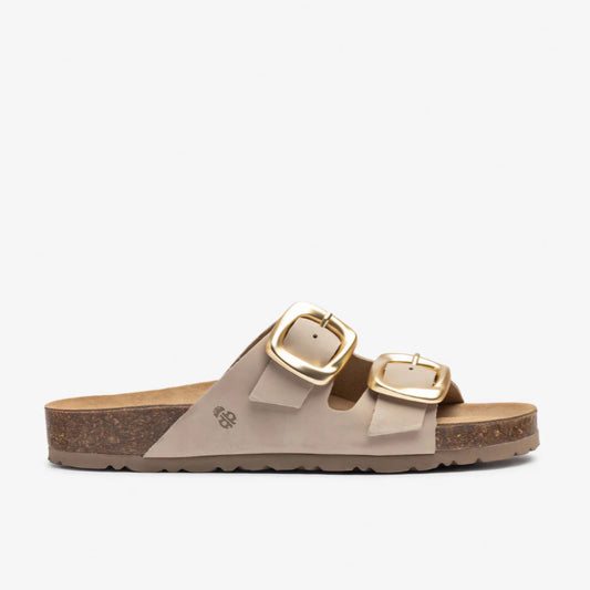 Yokono Granada Double Strap Nubuck Sandals in Stone