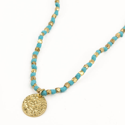 My Doris Gold & Turquoise Thread Necklace