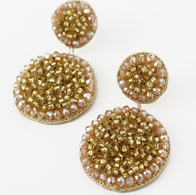 My Doris Gold Beaded Glitterball Earrings