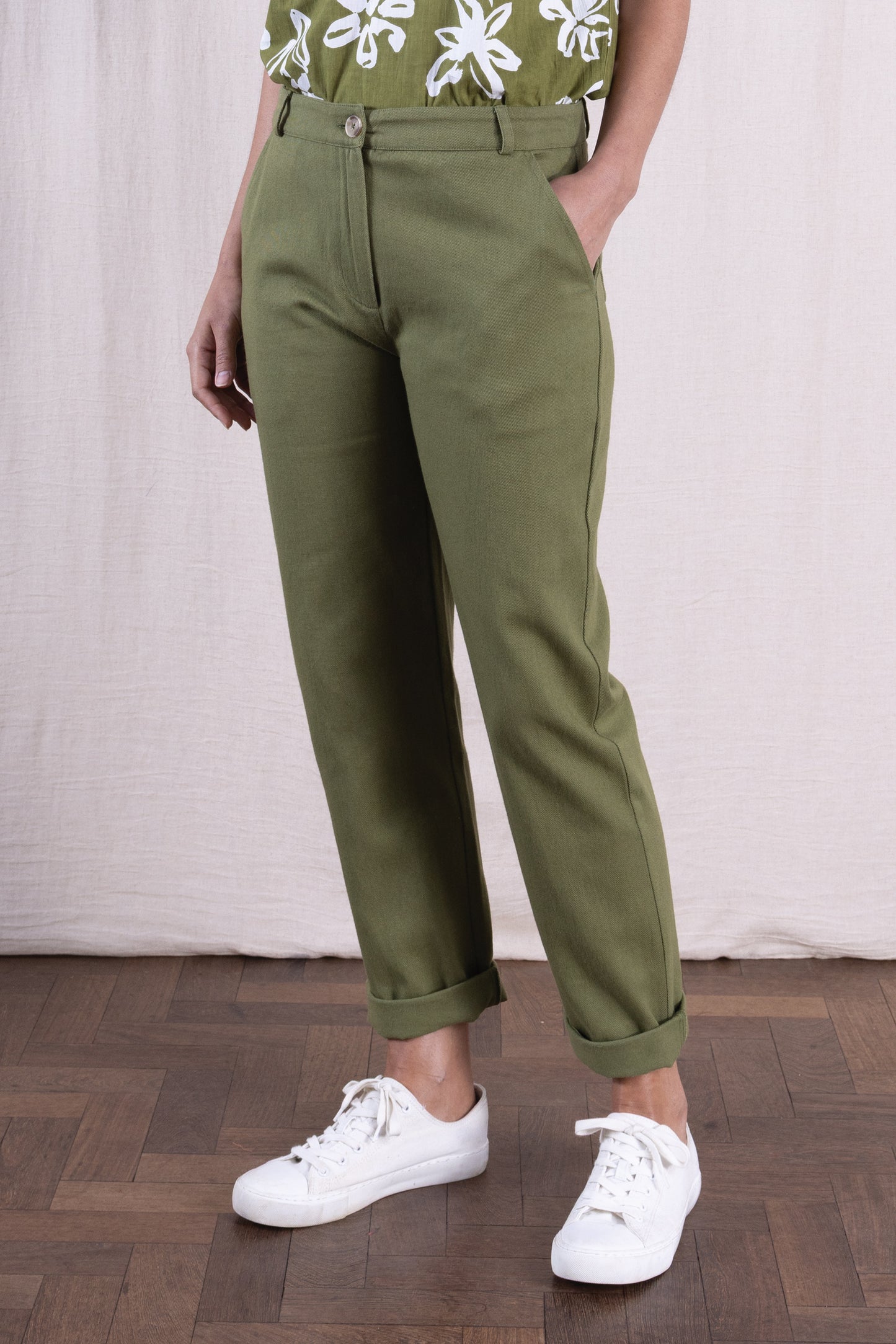 Nomads Cotton Drill Slim Trousers Olive