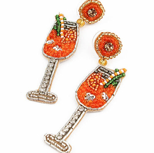 My Doris Beaded Aperol Spritz Earrings