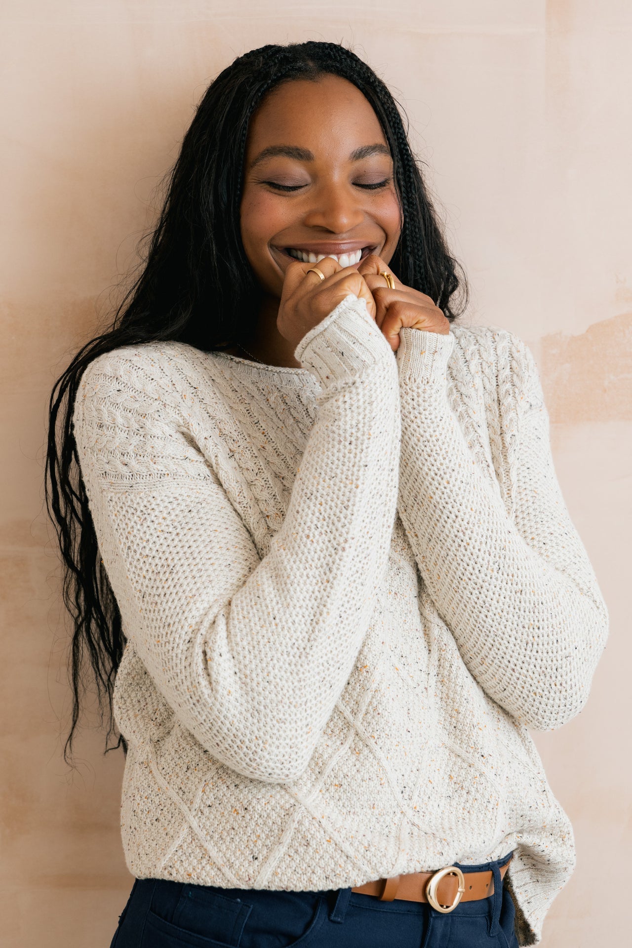 Lily & Me Bryony Fleck Knit Jumper Ecru