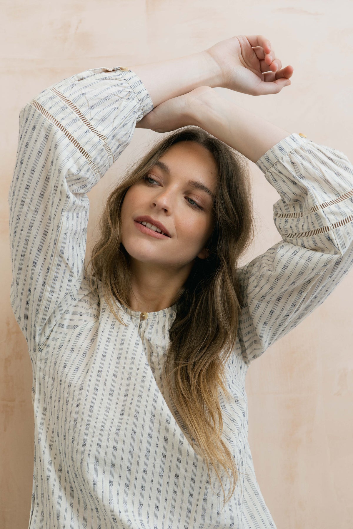 Lily & Me Zoe Embroidered Stripe Blouse